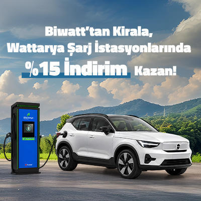 Biwatt'tan Kirala, Wattarya Şarj İstasyonlarında %15 İndirim Kazan ile avantajli arac kiralama fi...